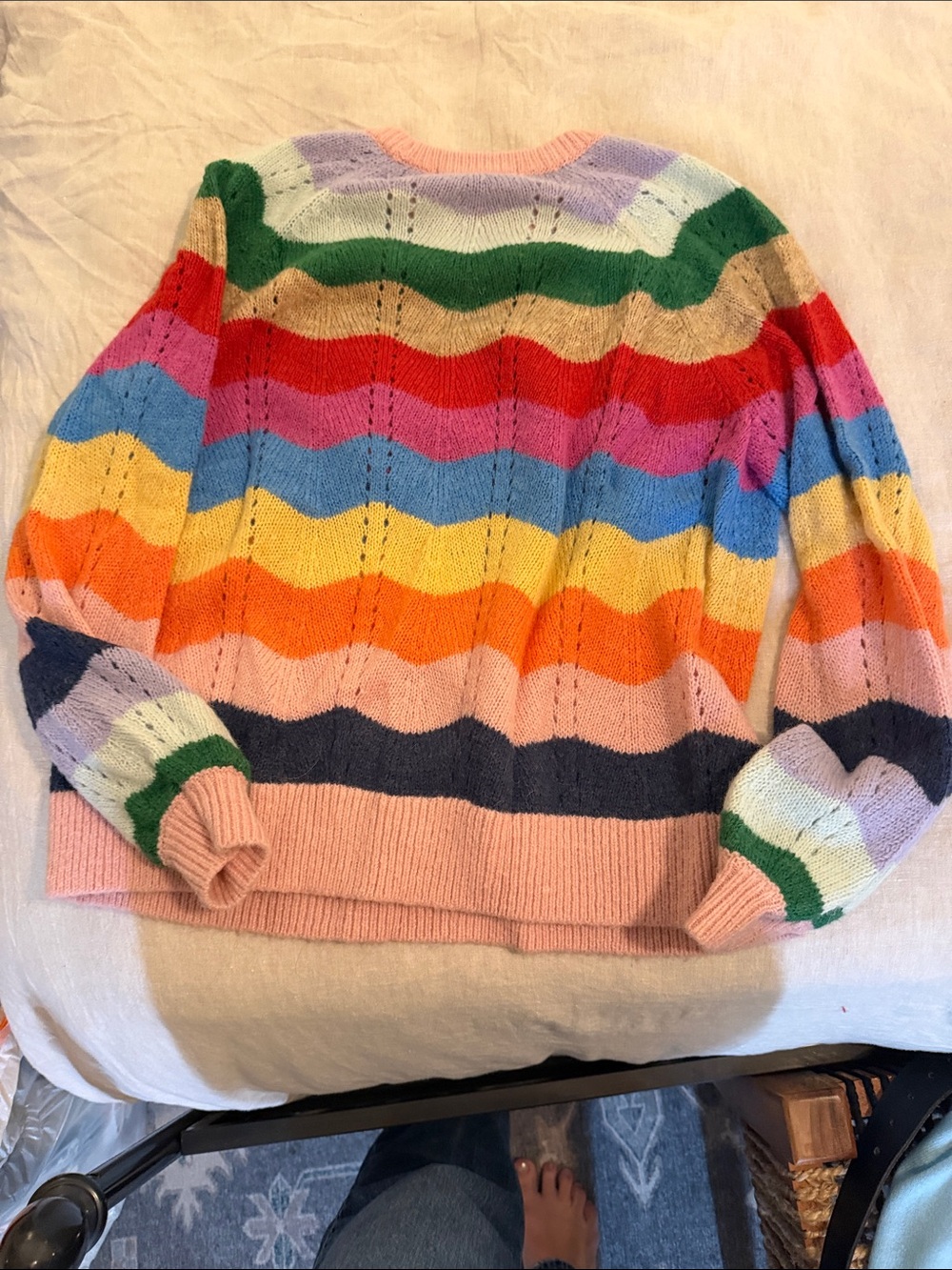 Boden Multi-Color Wave Stripe Crewneck Sweater - Picture 3 of 4